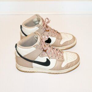 Women's Nike Dunk Highs Size 9 Light Pink, Mauve, White